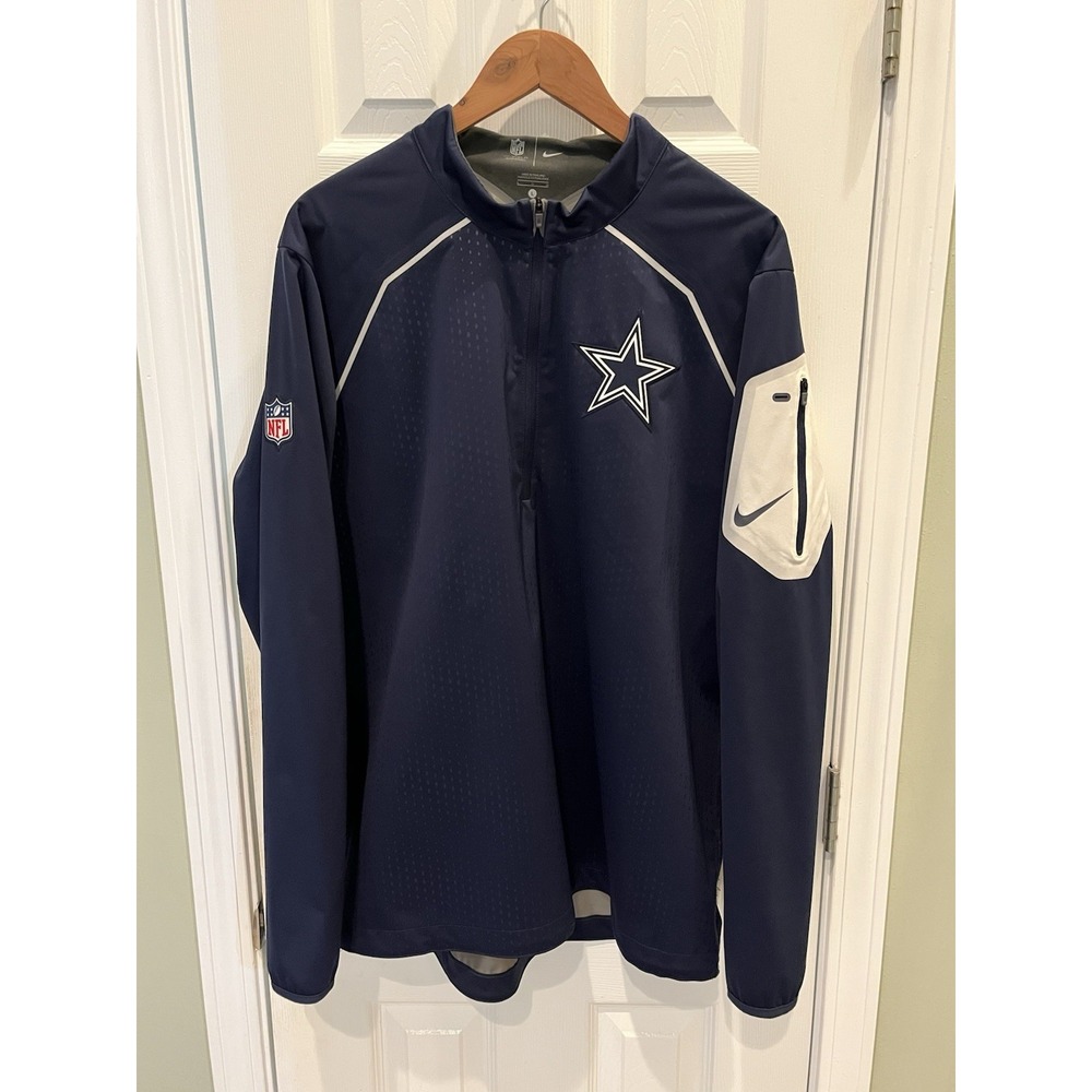 Nike Dallas Cowboys Fly Rush Half 1/2 Zip Jacket On Field Men's L 686850-419